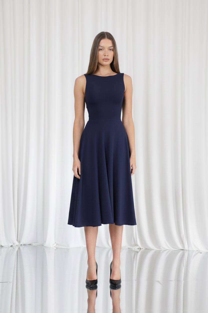 Juni Reversible Neckline Midi Dress