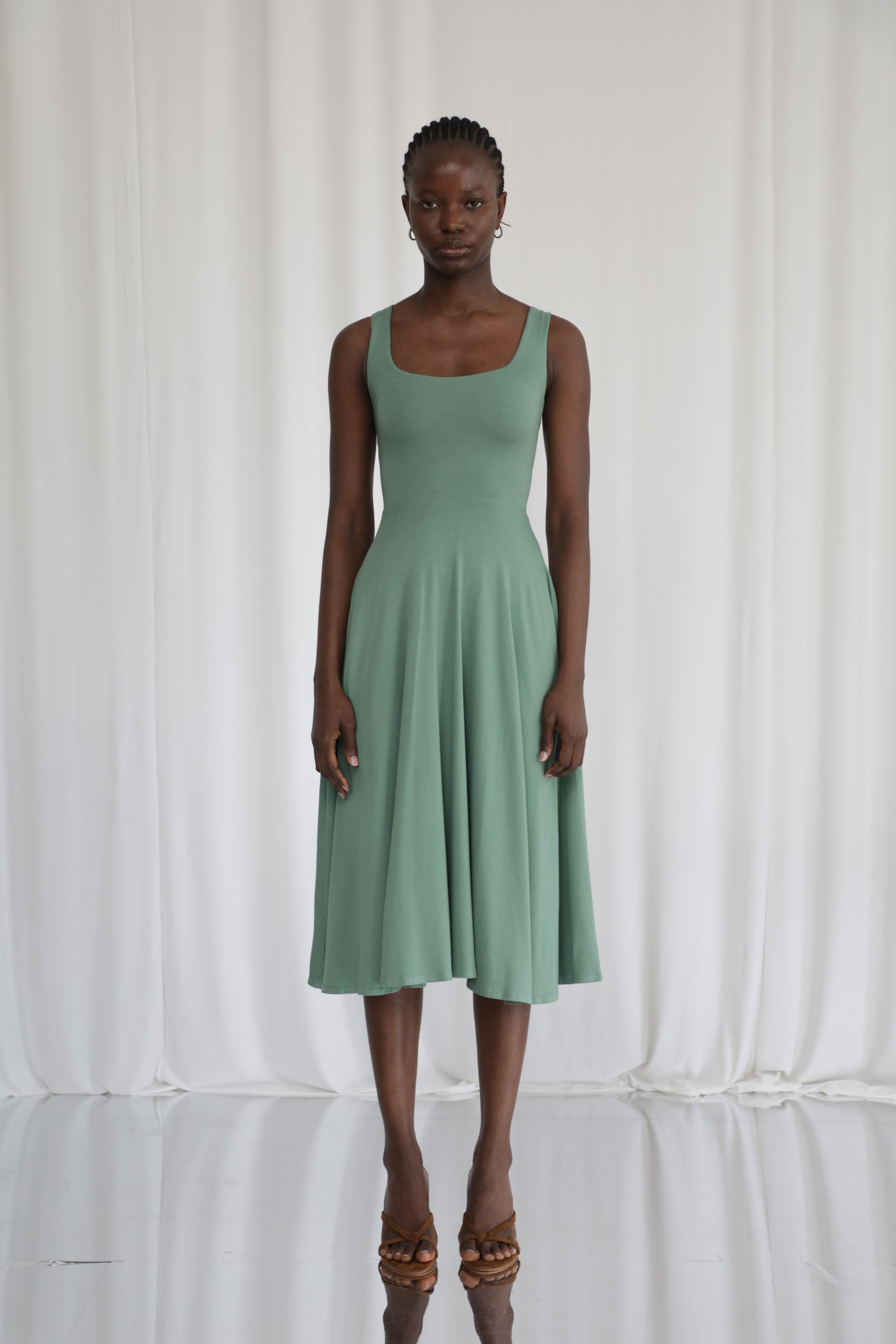 Juni Reversible Neckline Midi Dress