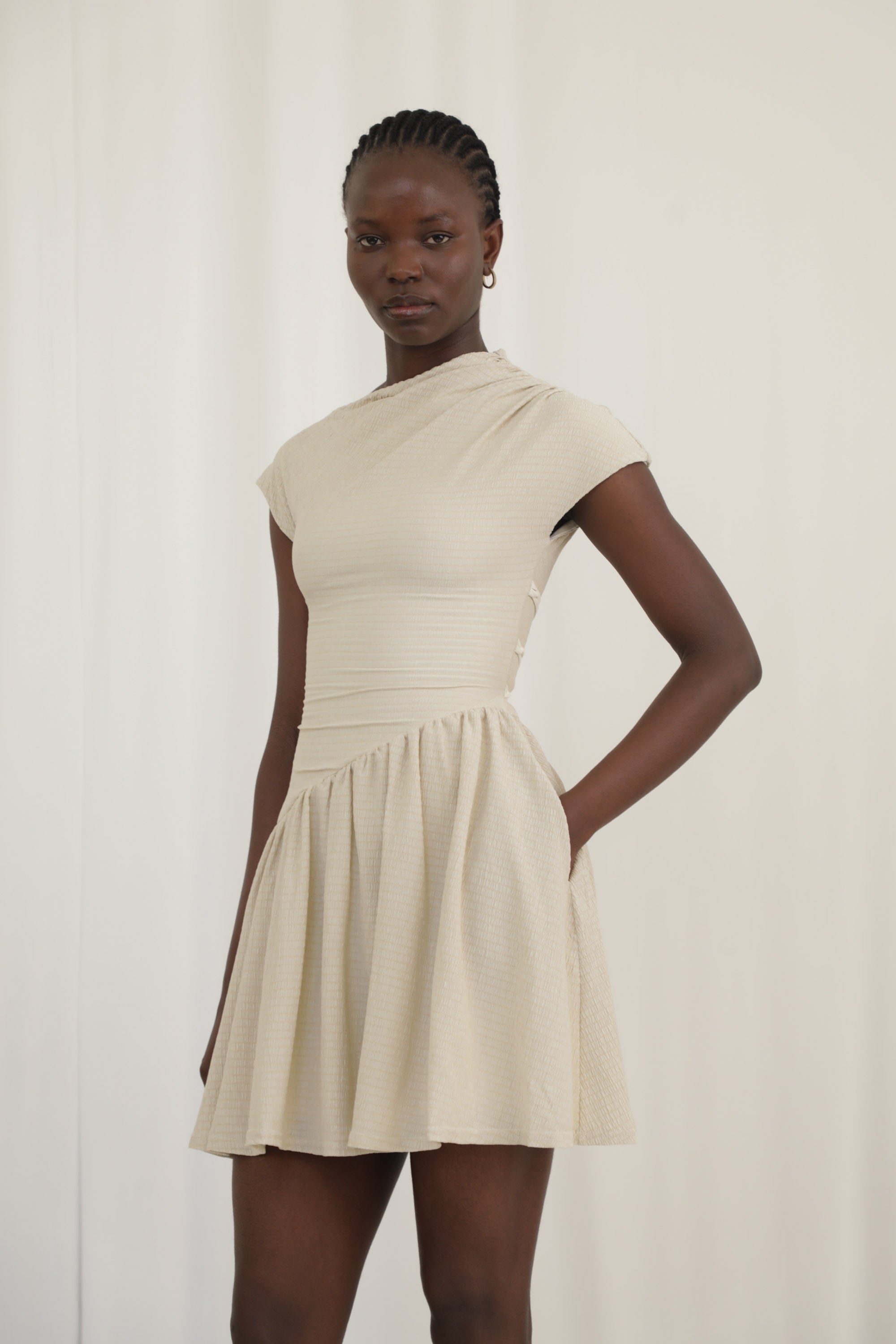 JOSE MOON 【ASYMMETRY MINI DRESS】 Lily Asymmetric Drop Waist Mini Dress