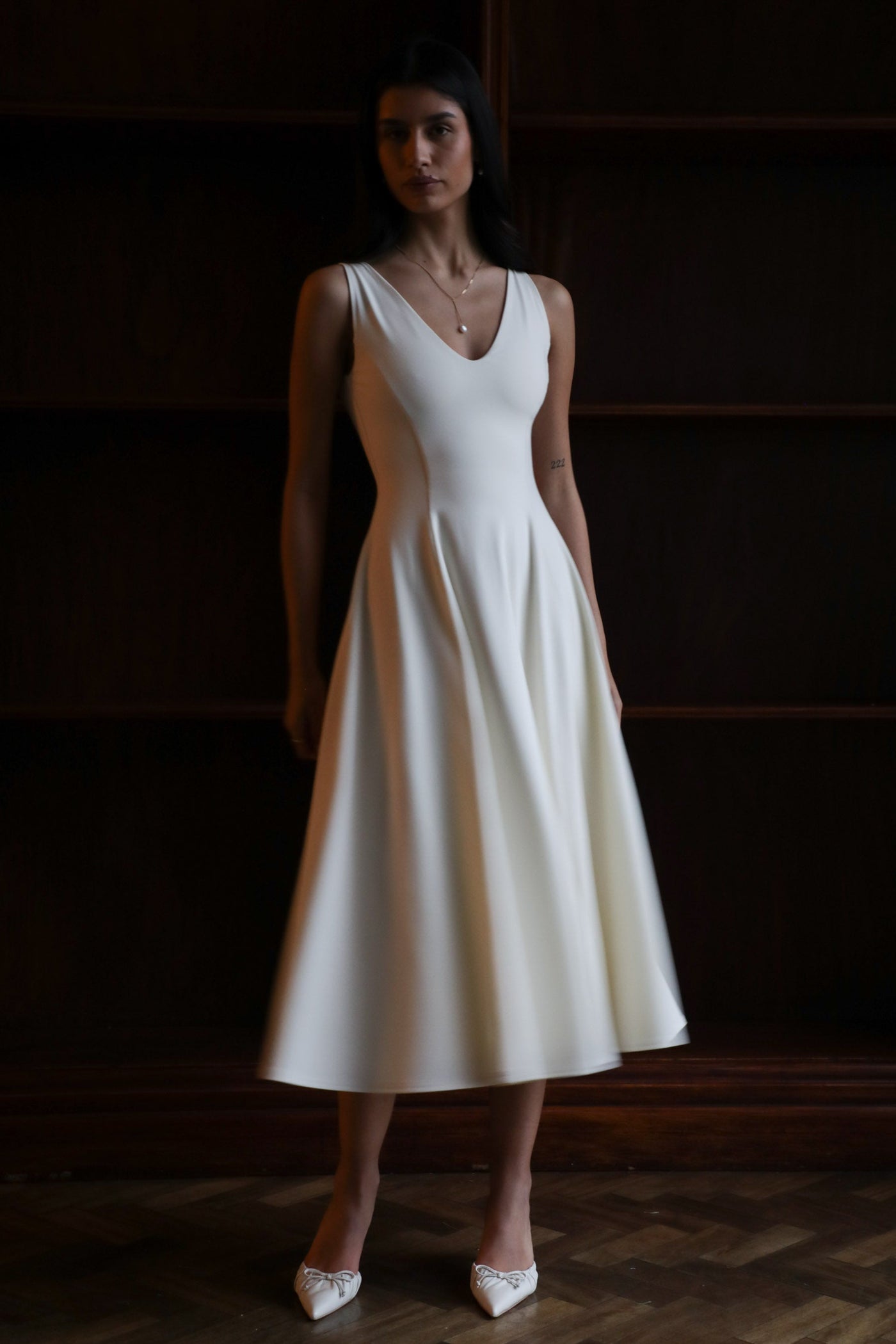 Valentina Reversible Neckline Midi Dress
