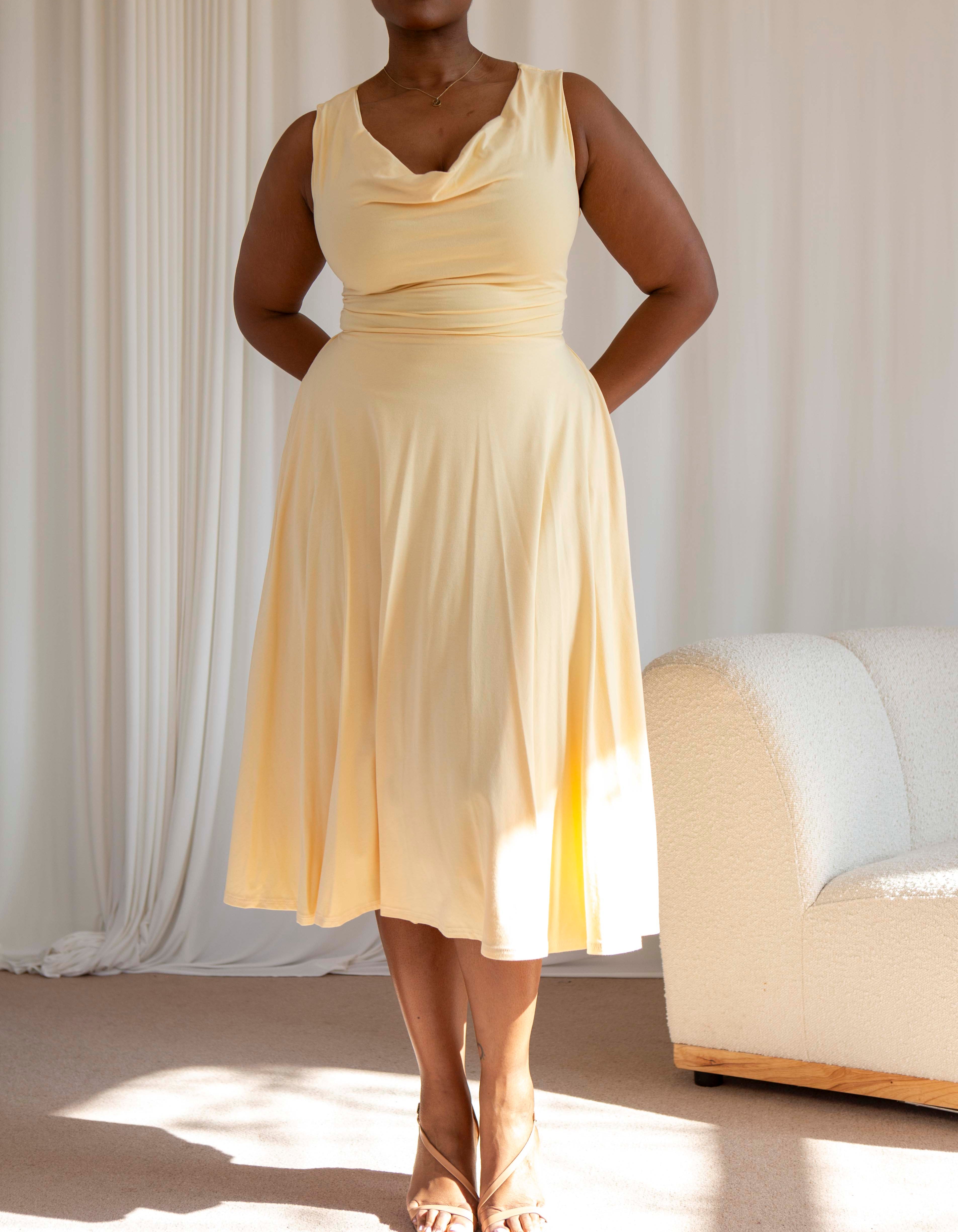 Lana Dress with Reversible Cowl Neck