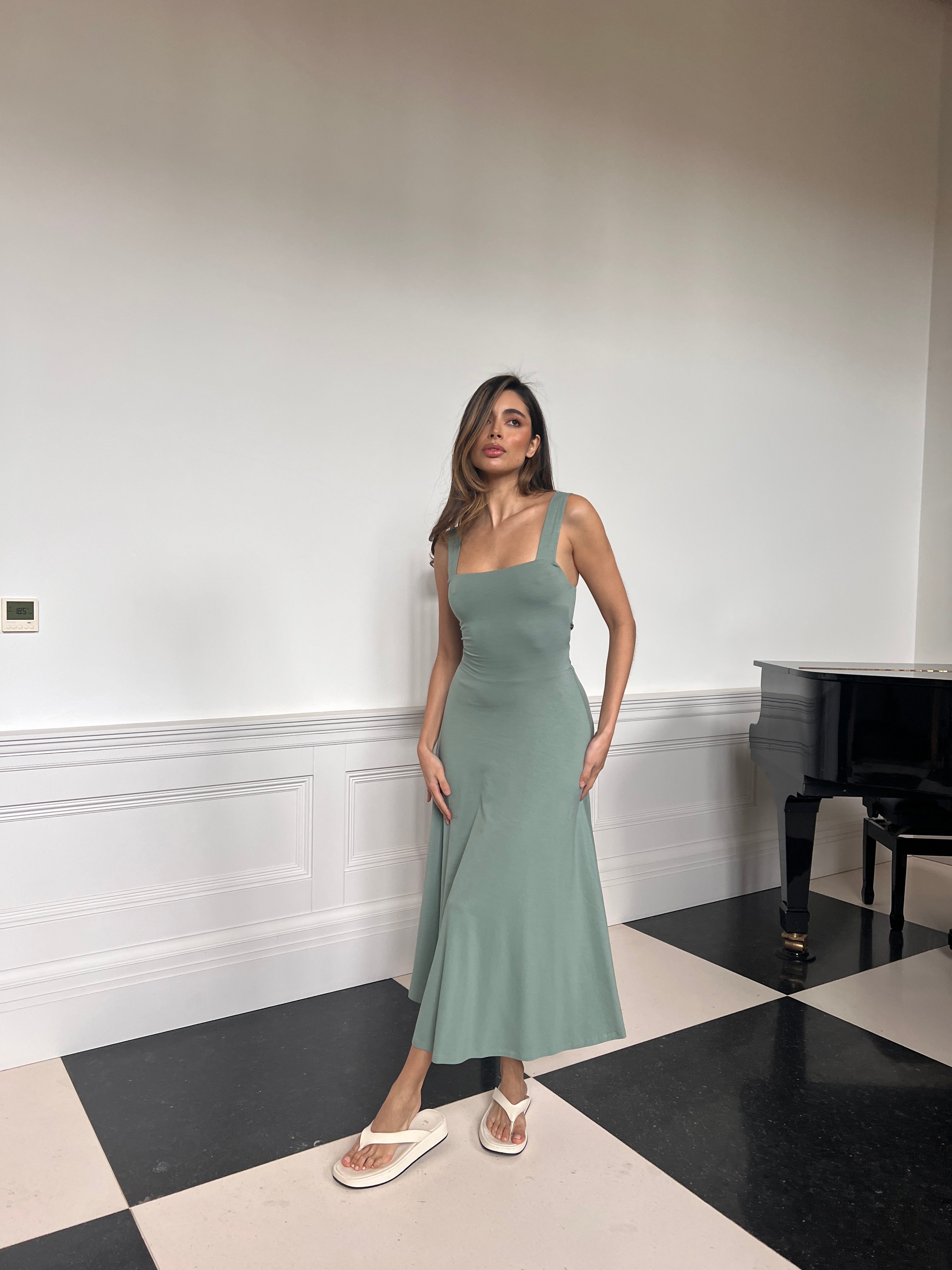 Audrey Midi Dress in Organic Bamboo – AYM