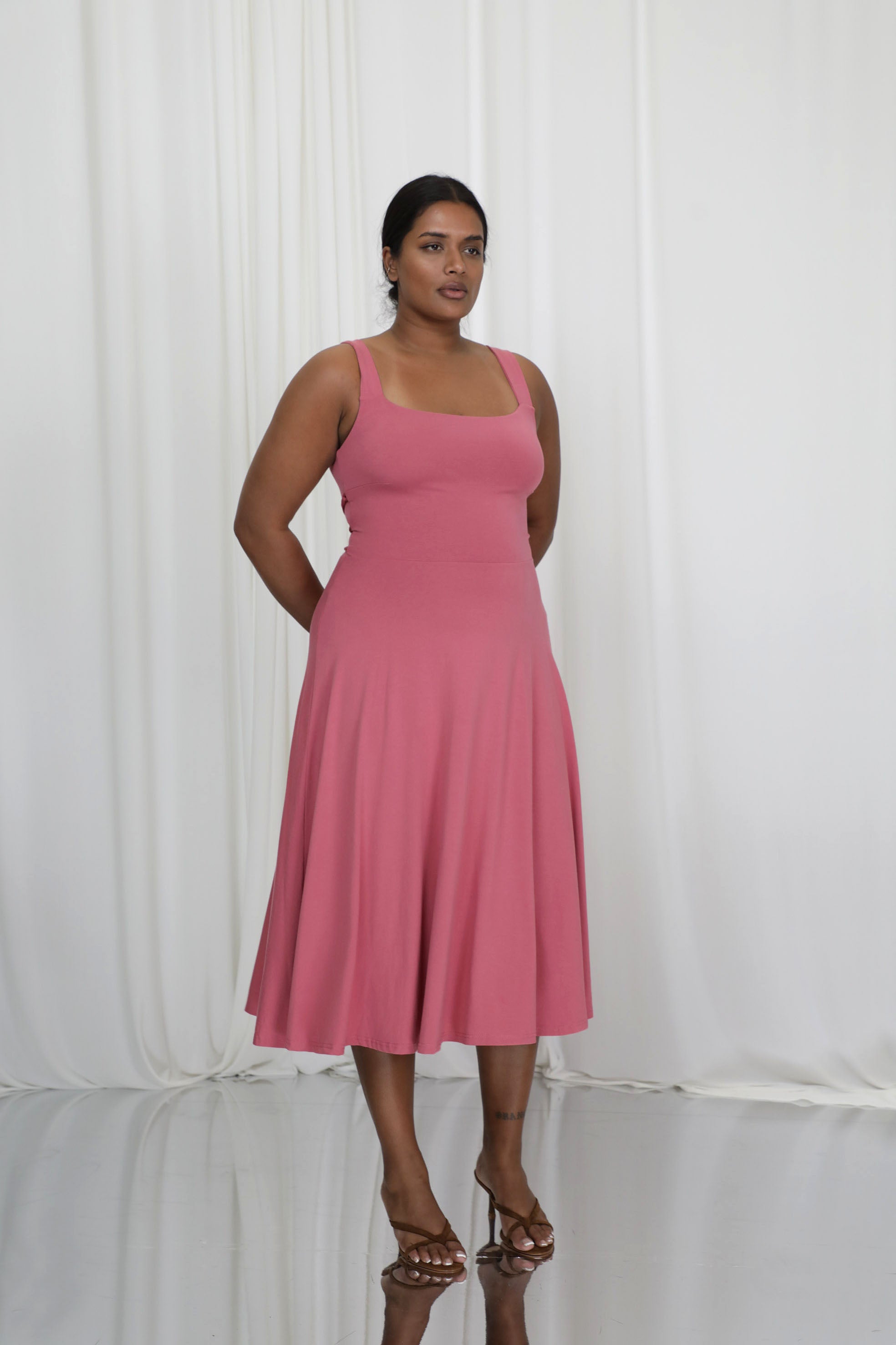 Audrey Corset Waist Midi Dress
