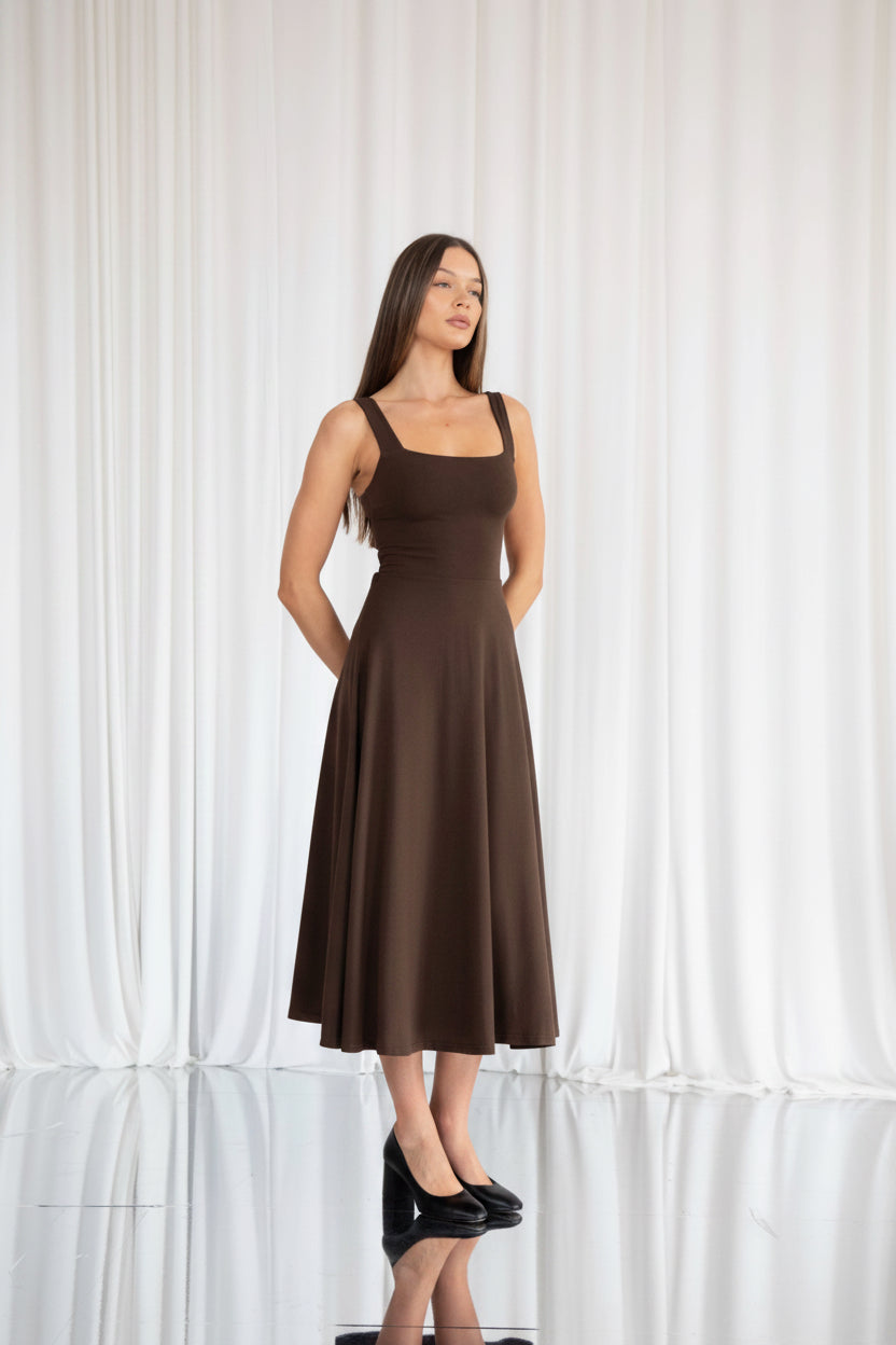 Audrey Corset Waist Midi Dress