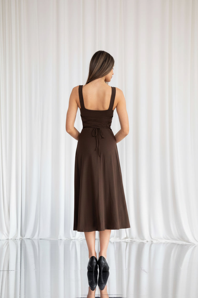 Audrey Corset Waist Midi Dress