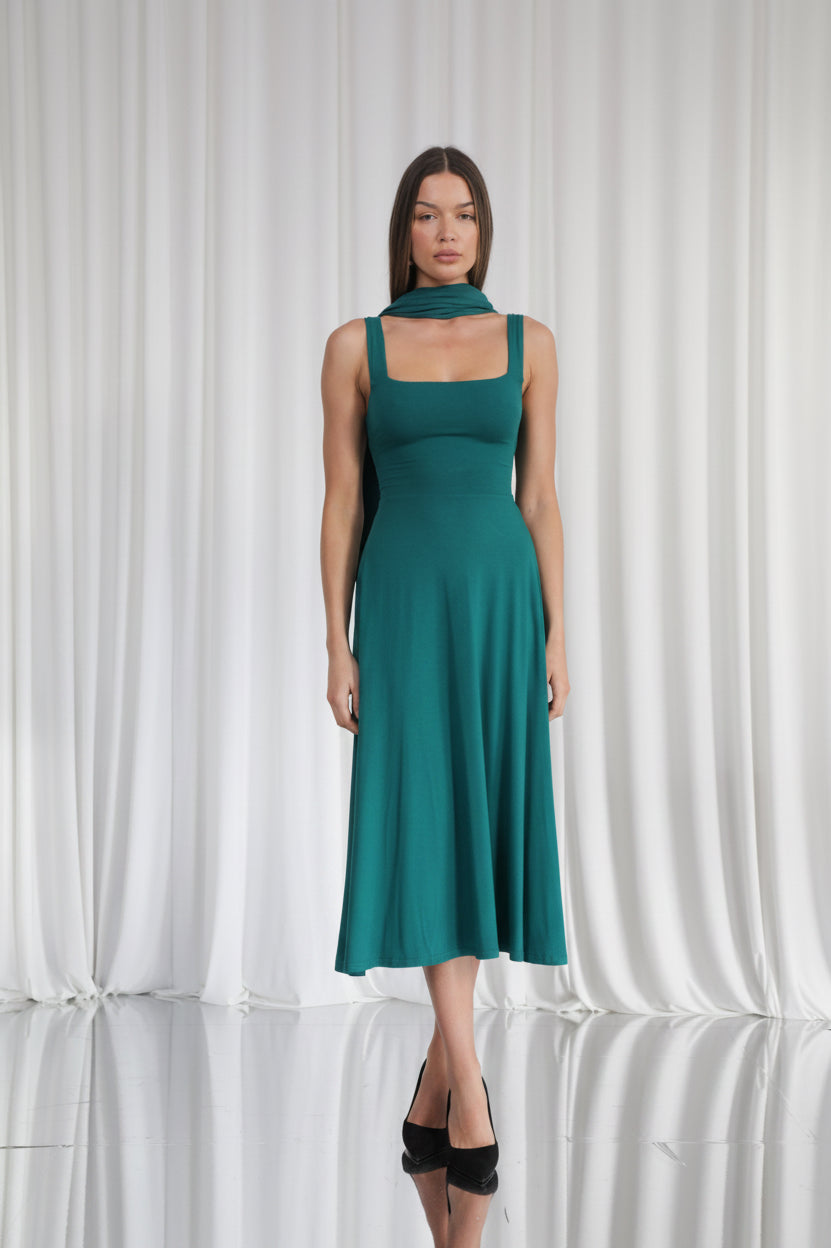 Audrey Corset Waist Midi Dress