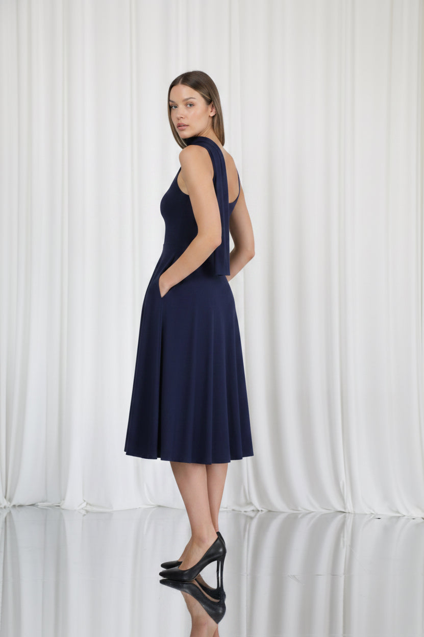 Juni Reversible Neckline Midi Dress