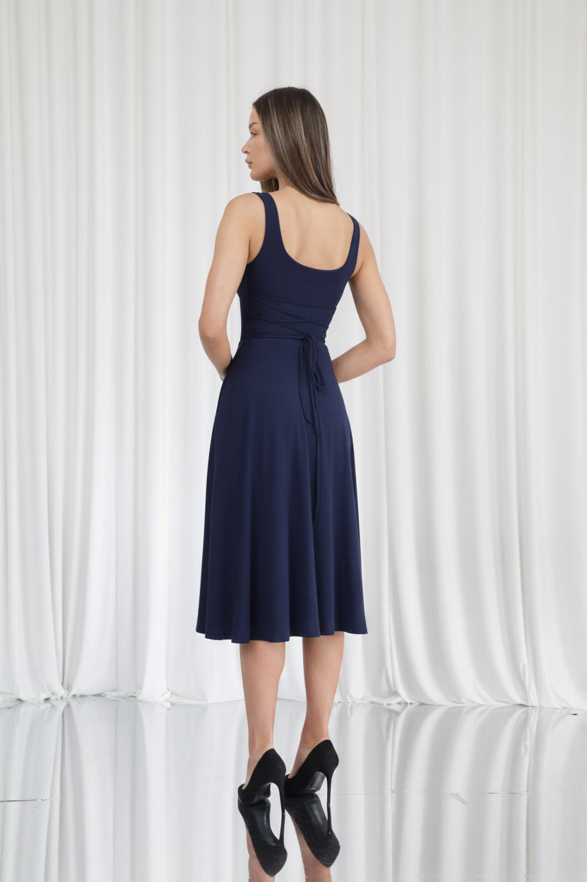 Juni Reversible Neckline Midi Dress