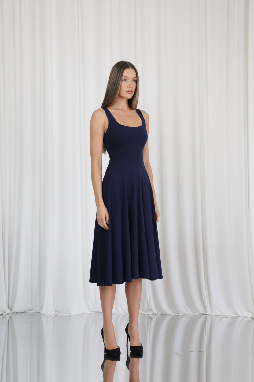 Juni Reversible Neckline Midi Dress