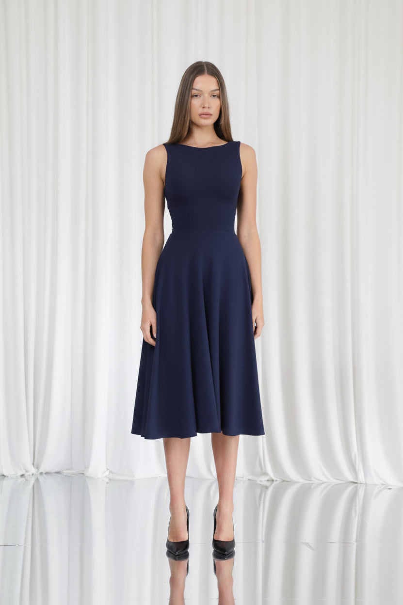 Juni Reversible Neckline Midi Dress