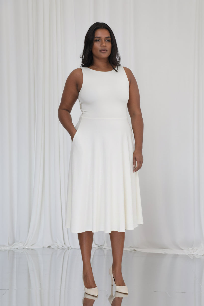 Juni Reversible Neckline Midi Dress