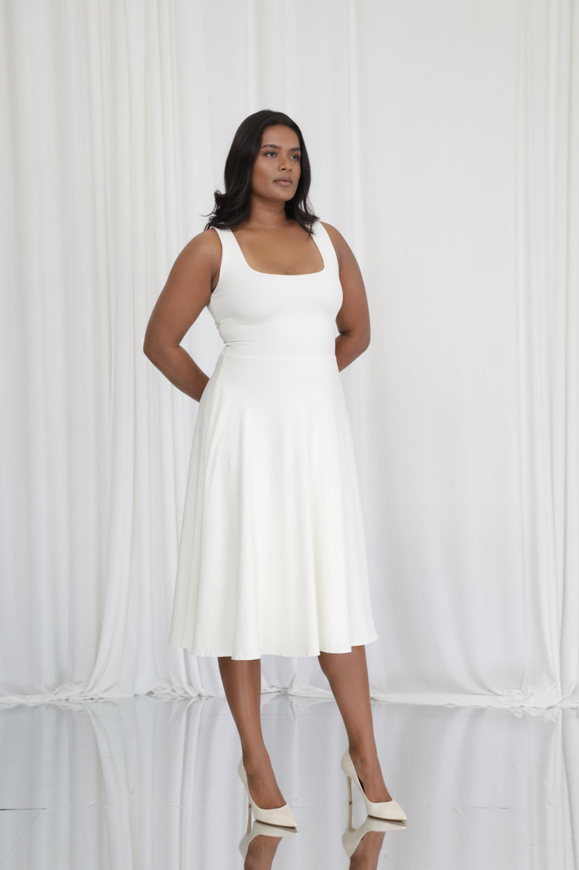 Juni Reversible Neckline Midi Dress