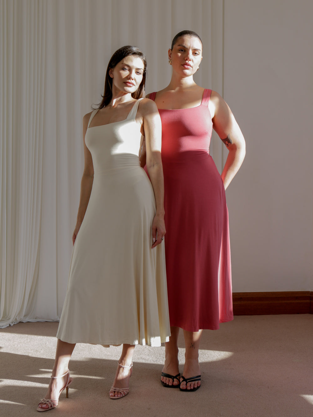 JBQ Audrey Strapless Cotton Sateen Striped Midi Dress