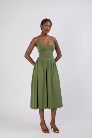 Cammie Corset Waist Midi Dress
