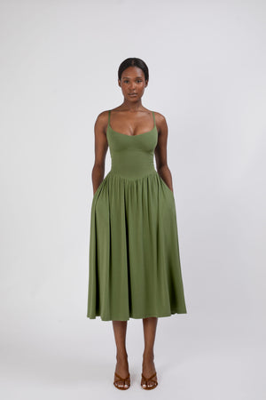 Cammie Corset Waist Midi Dress