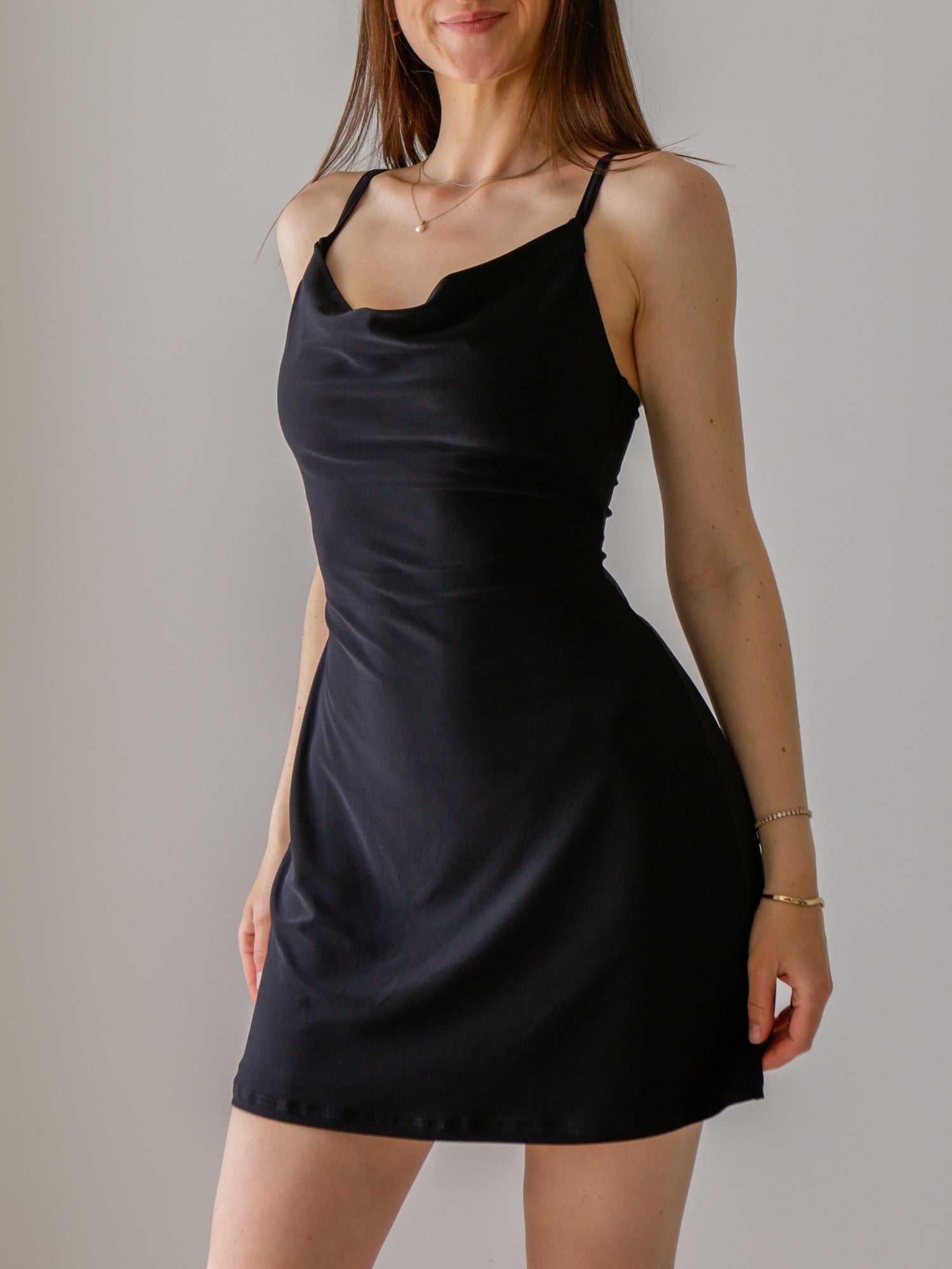 Eden Drape Mini Dress with Built-in-bra in Recycled ITY