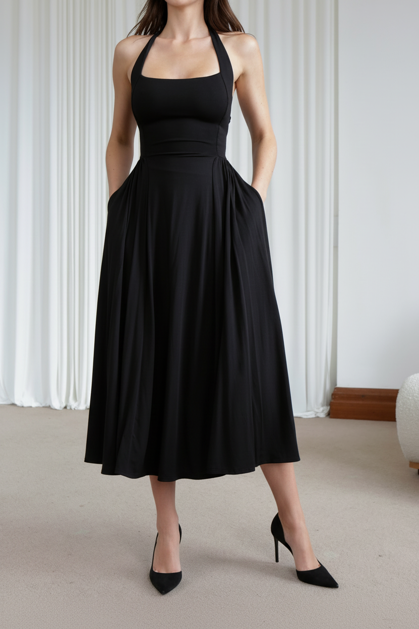 Elio Halter Midaxi Dress