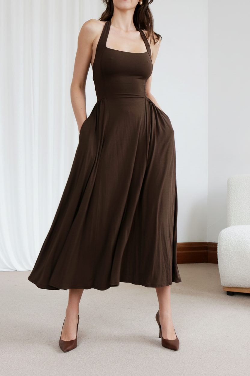 Elio Halter Midaxi Dress