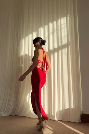 Harper Halter Dress in Maxi Length