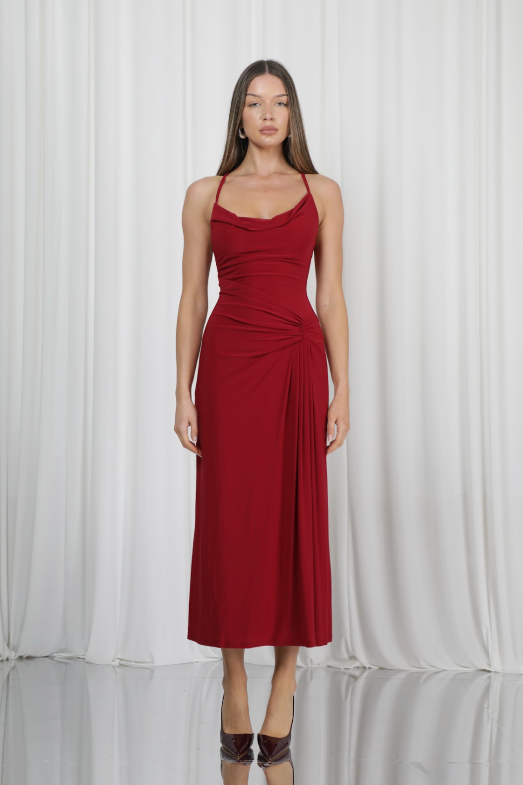 Melody Soft Cowl Neck Midaxi Dress