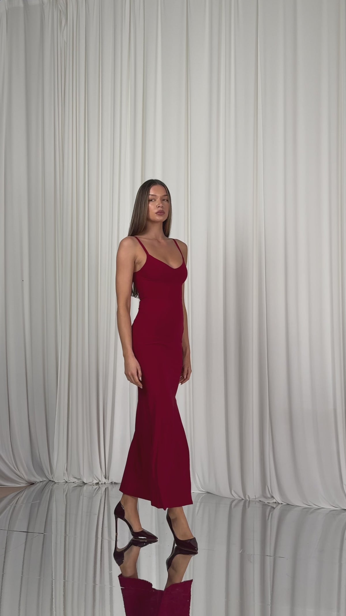 aym dress Nova Plunge Maxi Long Slip Dress with multiple colors By AYM PRODUCTS LLC Elva Lace-Up Back Maxi Dress